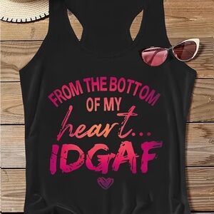 Black Tank Top with Pink and Red Graphic